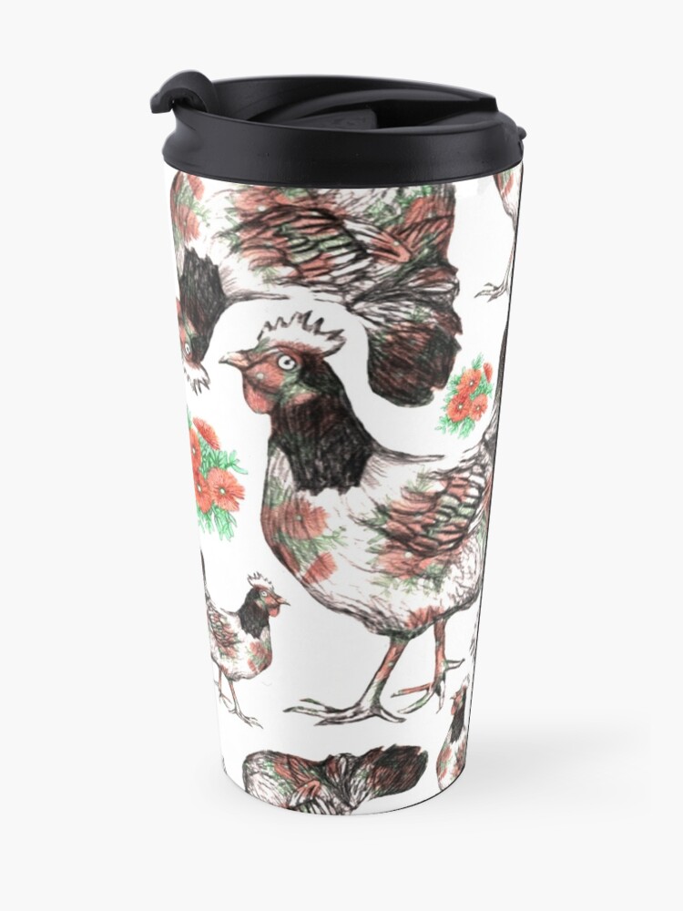 Alternate view of Chicken and Vygies Pattern Travel Mug