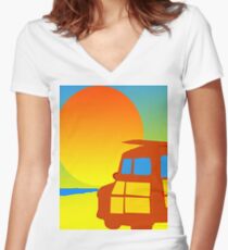 Sunset Woodie Women's Fitted V-Neck T-Shirt