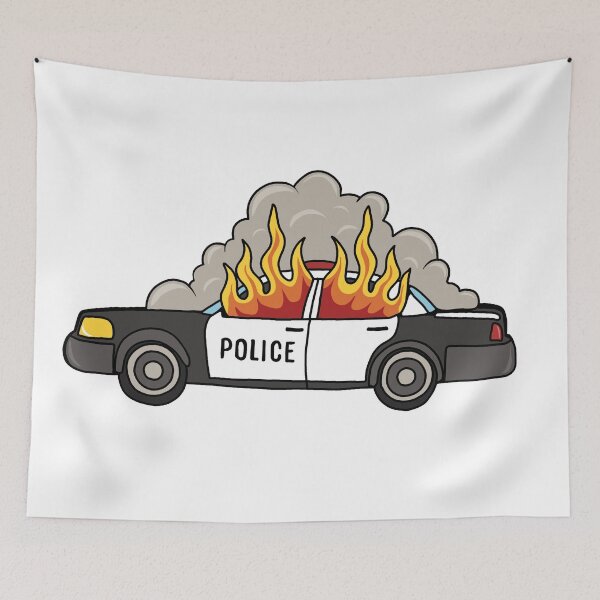 Item preview, Burning cop car designed and sold by ValentinaHramov.