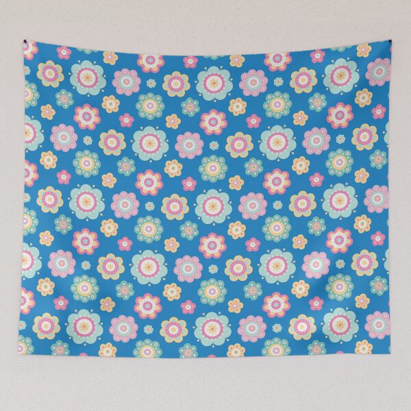 Item preview, Cute Flowers - Floral graphic - Spring Aesthetic flowers pattern - Blue designed and sold by PattyTheGecko.