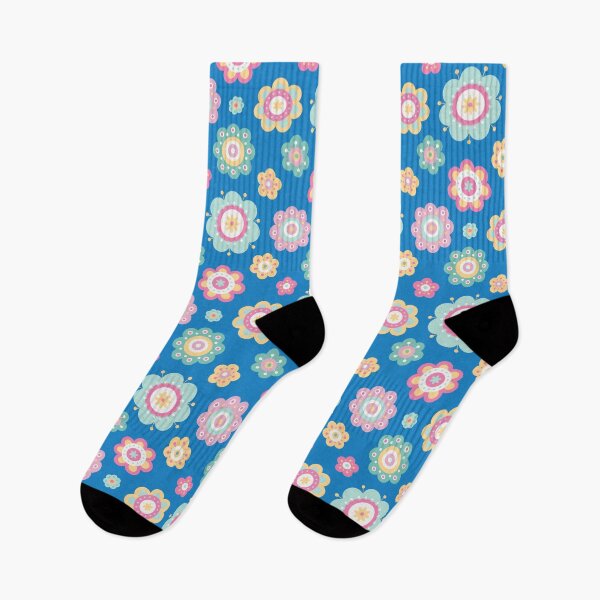 Item preview, Cute Flowers - Floral graphic - Spring Aesthetic flowers pattern - Blue designed and sold by PattyTheGecko.