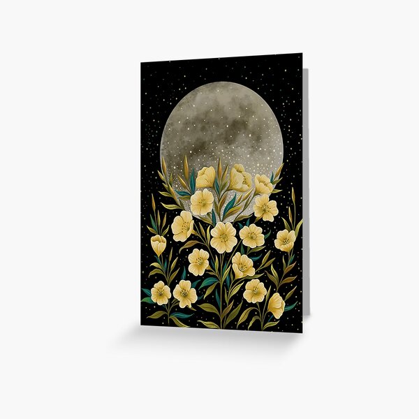 Greeting the Moon - Evening Primrose Greeting Card
