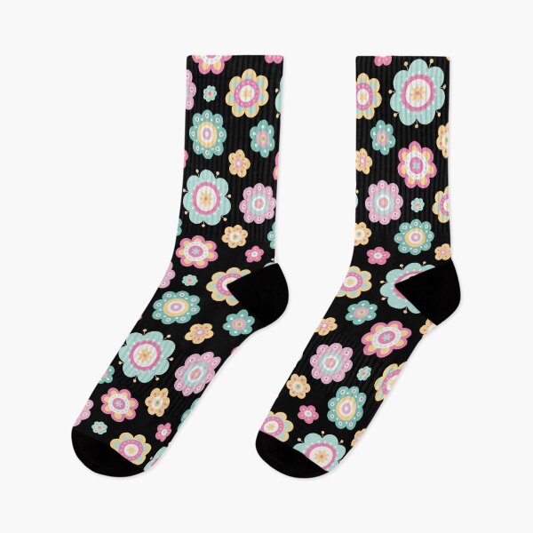 Item preview, Cute Flowers - Floral graphic - Spring Aesthetic flowers pattern - Black designed and sold by PattyTheGecko.