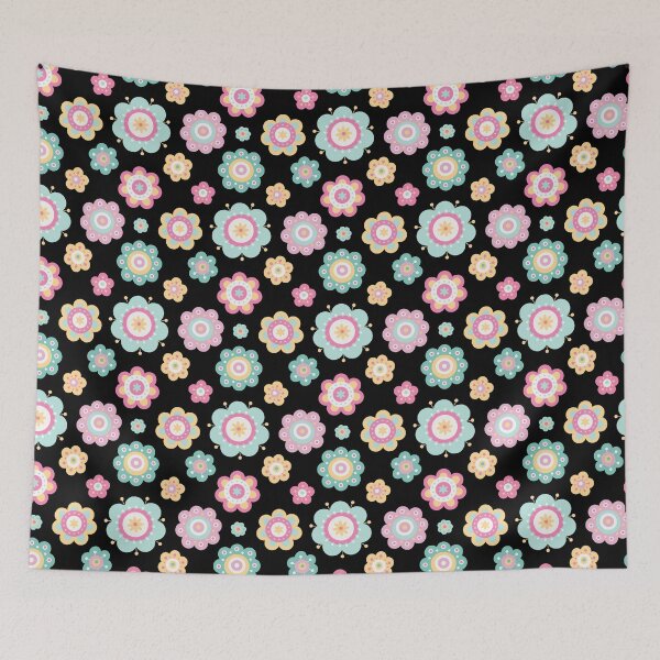 Item preview, Cute Flowers - Floral graphic - Spring Aesthetic flowers pattern - Black designed and sold by PattyTheGecko.
