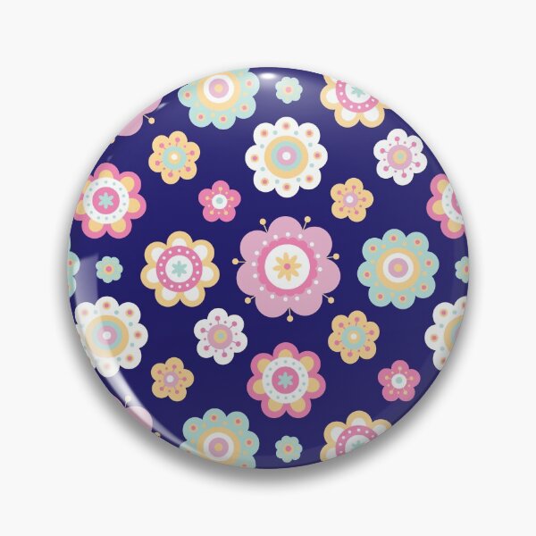 Item preview, Pastel Flowers Pattern - Floral Pattern - Floral graphic - Botanical Design & Pattern - Dark Blue designed and sold by PattyTheGecko.