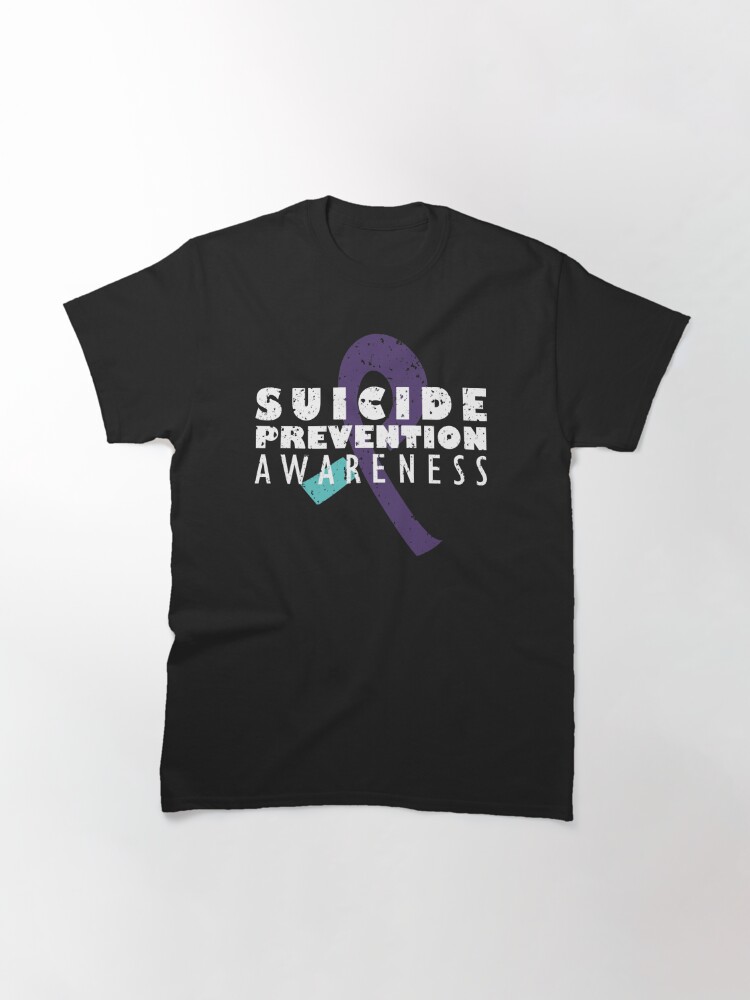 Classic T-Shirt, Suicide Prevention Awareness Purple and Teal Ribbon designed and sold by AndreaUDesign