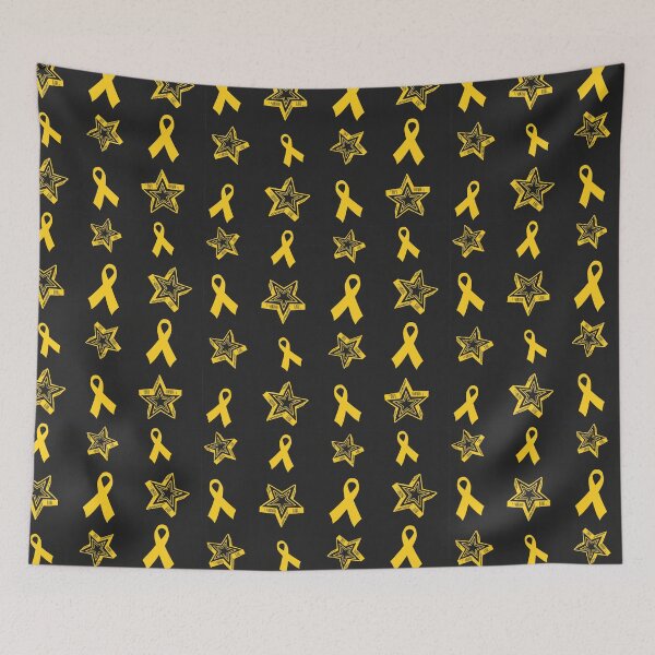 Item preview, Childhood Cancer Awareness - yellow ribbon - gold ribbon - stars - black background designed and sold by rianfee.