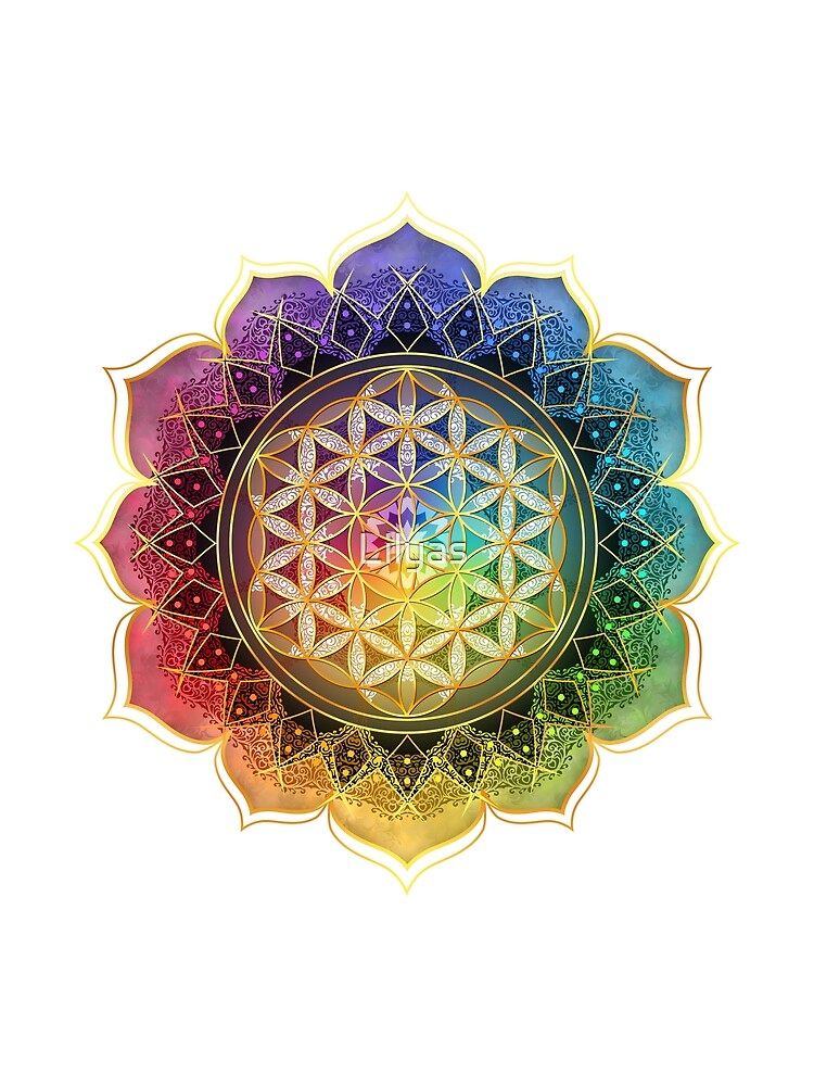 Rainbow Flower of Life with Lotus by Lilyas