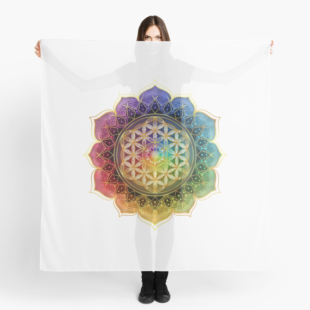 Rainbow Flower of Life with Lotus Scarf