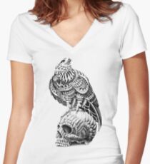 Camiseta entallada de cuello en V Cráneo de cola roja