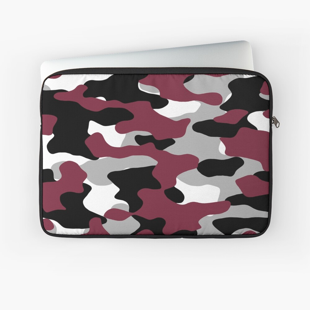 Burgundy, Black, White and Gray Camo Laptop Skin for Sale by