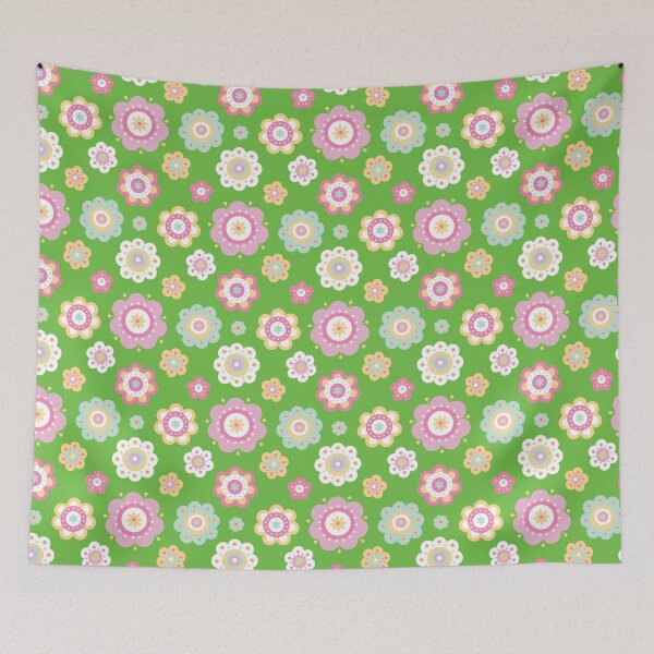 Item preview, Pastel Flowers Pattern - Floral Pattern - Floral graphic - Botanical Design & Pattern - Vivid Green designed and sold by PattyTheGecko.