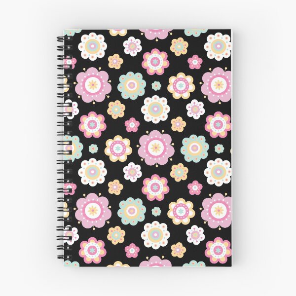Item preview, Pastel Flowers Pattern - Floral Pattern - Floral graphic - Botanical Design & Pattern - Black designed and sold by PattyTheGecko.