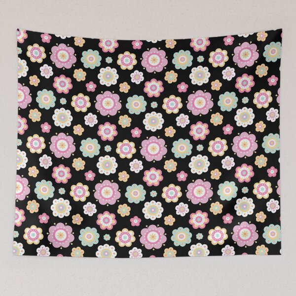 Item preview, Pastel Flowers Pattern - Floral Pattern - Floral graphic - Botanical Design & Pattern - Black designed and sold by PattyTheGecko.