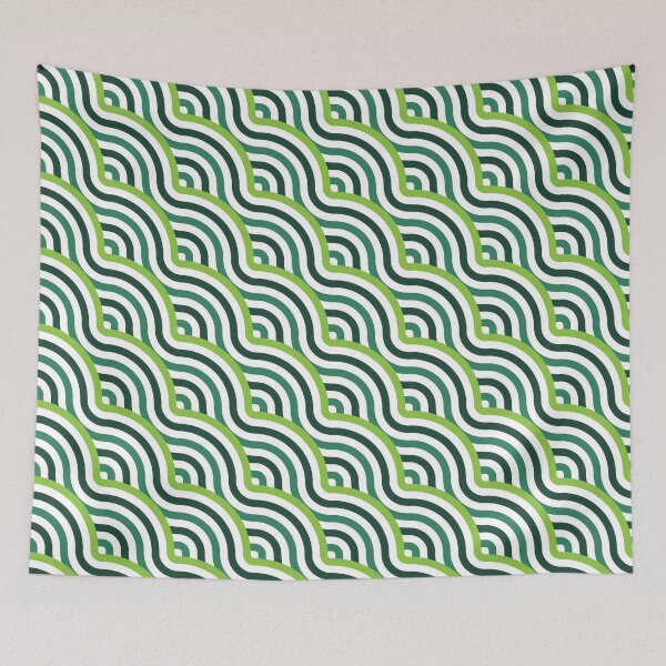 Item preview, Diagonal Waves Pattern – Green & Teal designed and sold by RoguePatterns.