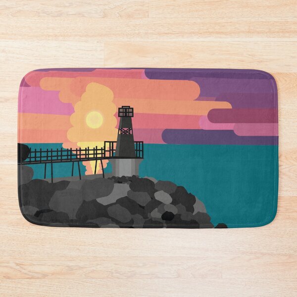 Item preview, Battery Point Portishead Lighthouse with a sunset background designed and sold by nihemher.