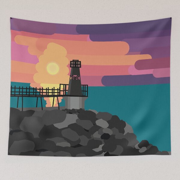 Item preview, Battery Point Portishead Lighthouse with a sunset background designed and sold by nihemher.