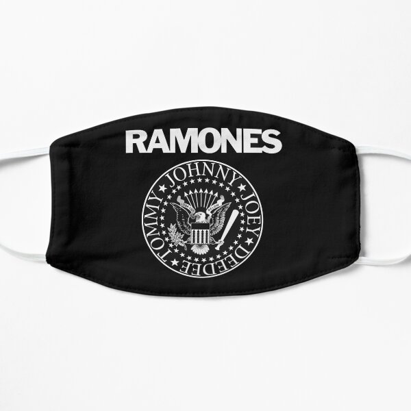 El logotipo de Ramones (fondo negro) Mascarilla plana