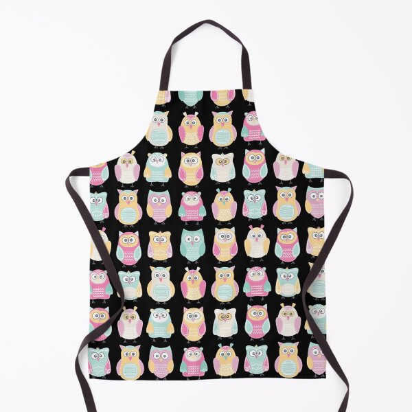Item preview, Pastel Owls in a Row - Owls Pattern - for owl lovers, owl bird lover - Black designed and sold by PattyTheGecko.