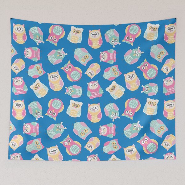 Item preview, Funny Pastel Owls Pattern - for owl lovers, owl bird lover - Blue designed and sold by PattyTheGecko.