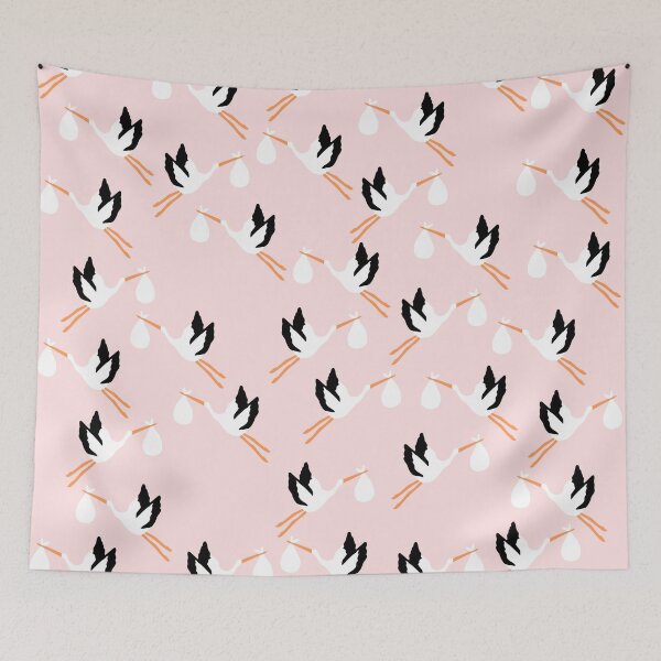 Item preview, Cute Stork Print on Pink Background designed and sold by kapotka.