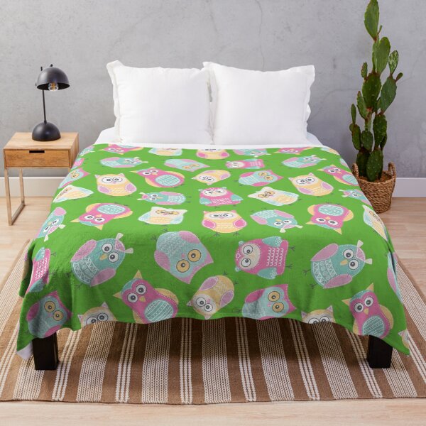 Item preview, Funny Pastel Owls Pattern - for owl lovers, owl bird lover - Vivid Green designed and sold by PattyTheGecko.