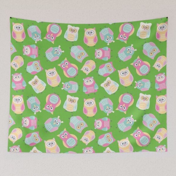 Item preview, Funny Pastel Owls Pattern - for owl lovers, owl bird lover - Vivid Green designed and sold by PattyTheGecko.