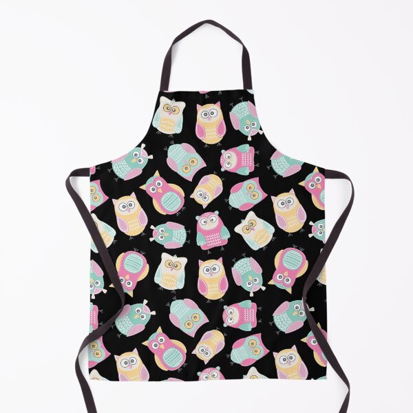 Item preview, Colorful owls, Funny Pastel Owls Pattern - for owl lovers, owl bird lover - Black designed and sold by PattyTheGecko.