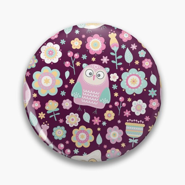 Item preview, Cartoon owls and flowers, for owls lovers, owl bird lover - Aesthetic Pattern - Wine designed and sold by PattyTheGecko.