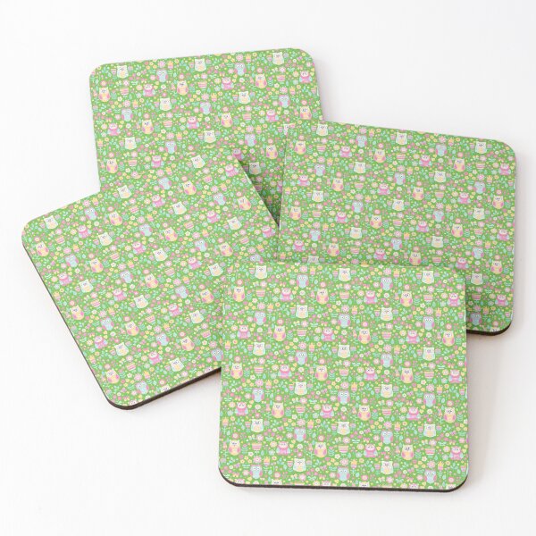 Item preview, Colorful owls and flowers, for owls lovers, owl bird lover - Aesthetic Pattern - Vivid Green designed and sold by PattyTheGecko.