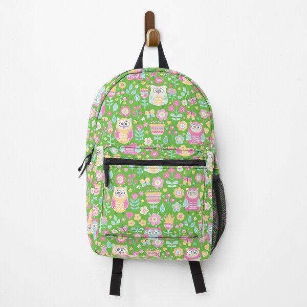 Item preview, Colorful owls and flowers, for owls lovers, owl bird lover - Aesthetic Pattern - Vivid Green designed and sold by PattyTheGecko.
