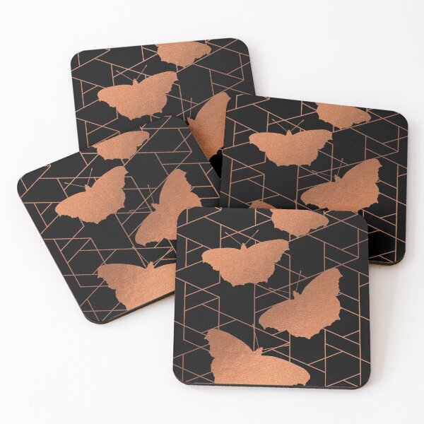 Item preview, Butterfly rose gold with black geometric designed and sold by JillBusbyArt.