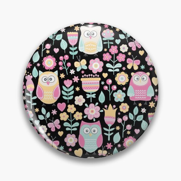 Item preview, Colorful owls and flowers, for owls lovers, owl bird lover - Aesthetic Pattern - Black designed and sold by PattyTheGecko.