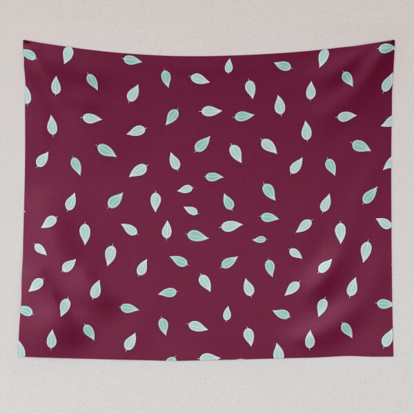 Item preview, Little hand-drawn green leaves - pastel green leaves pattern - botanical pattern - Burgundy designed and sold by PattyTheGecko.