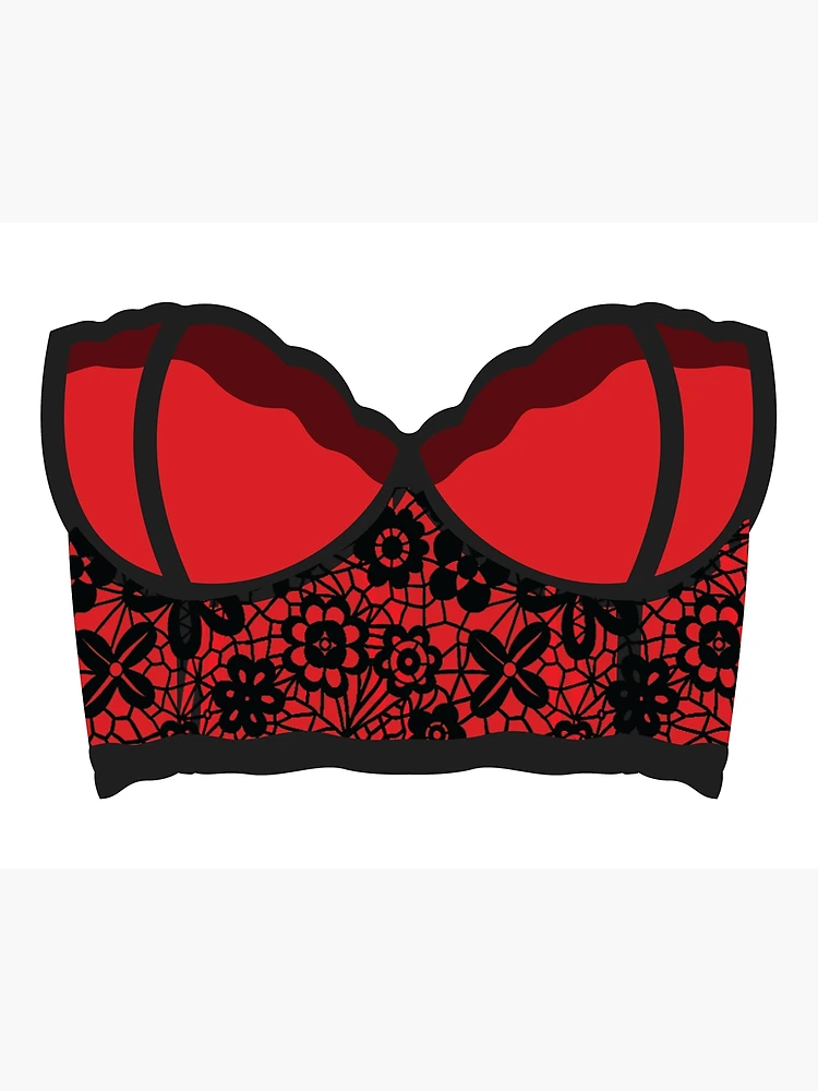 Red Bra With Black Lace Flower Pattern Art Board Print for Sale by