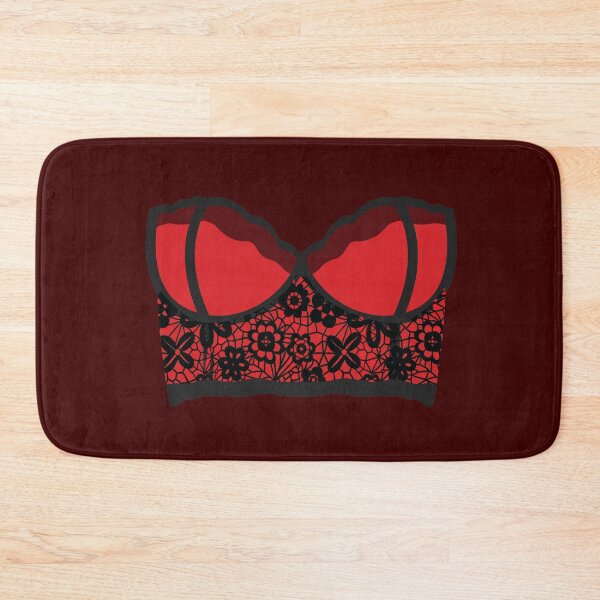 Item preview, Red Bra With Black Lace Flower Pattern designed and sold by blacklittlemoon.
