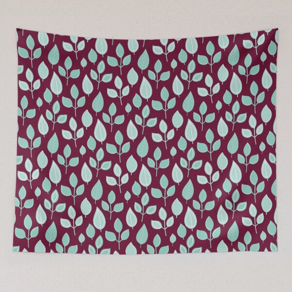 Item preview, Hand-drawn green leaves - pastel green leaves pattern - botanical pattern - Burgundy designed and sold by PattyTheGecko.