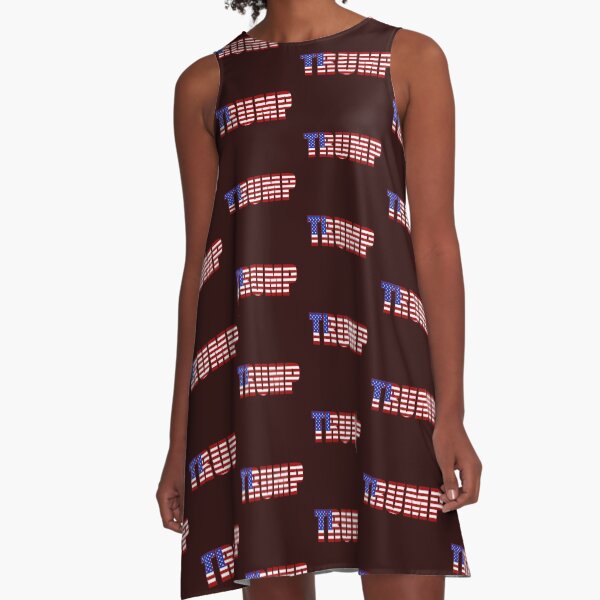 Donald Trump American Flag Patriotic Fourth of July USA A-Line Dress