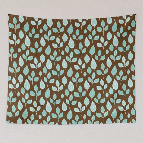 Item preview, Hand-drawn green leaves - pastel green leaves pattern - botanical pattern - Dark Brown designed and sold by PattyTheGecko.