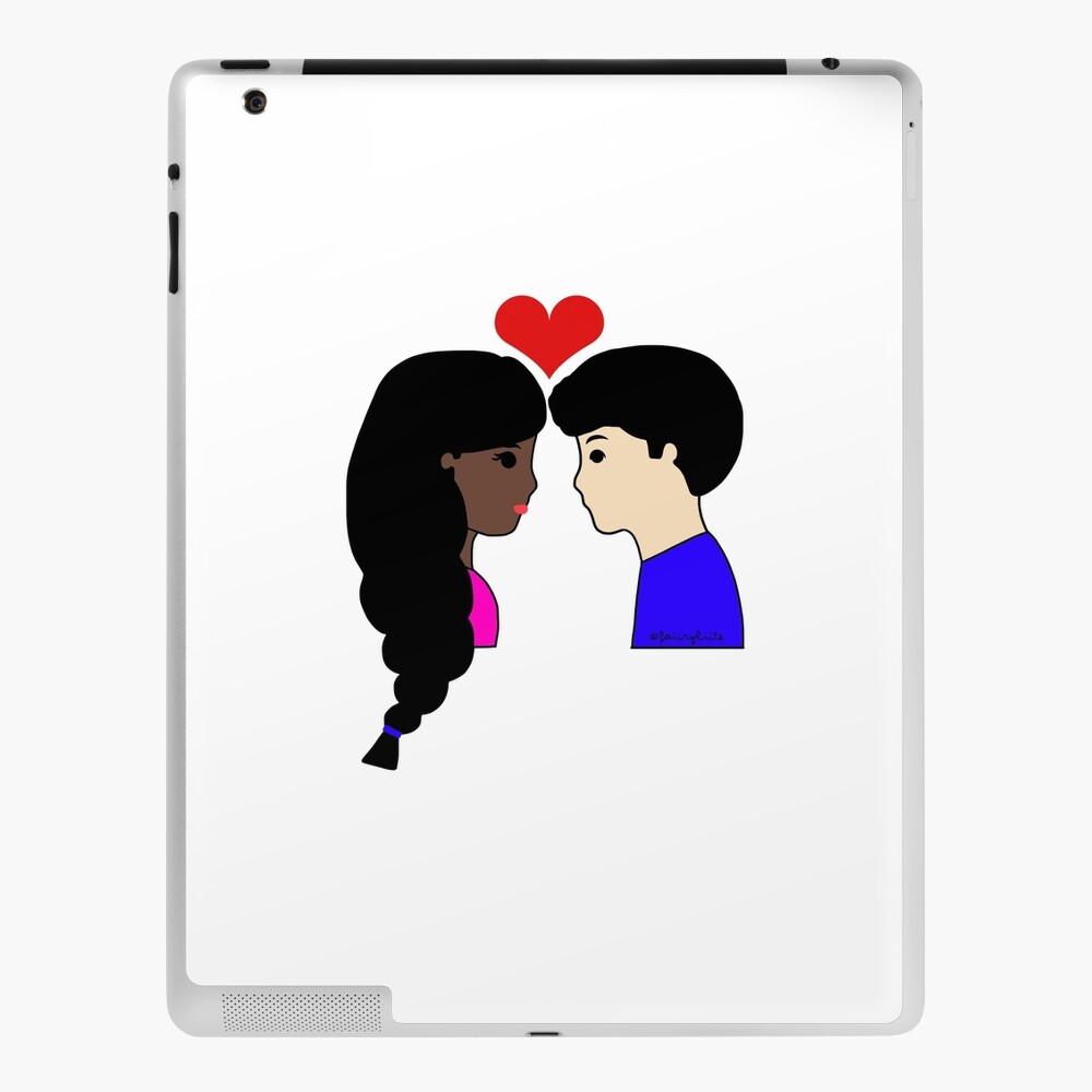 Cute Interracial Couple Love Cartoon Fair/Dark
