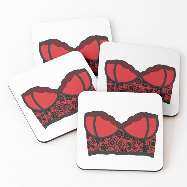 Item preview, Red Bra With Black Lace Flower Pattern designed and sold by blacklittlemoon.