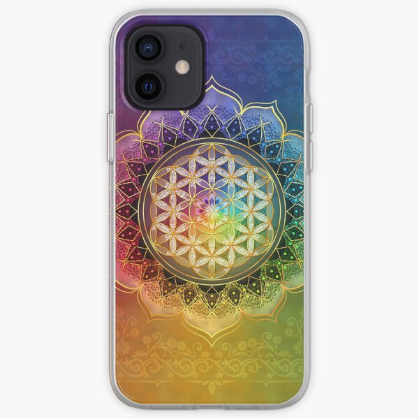 Rainbow Flower of Life with Lotus iPhone Soft Case