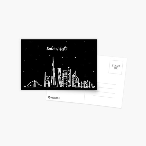 Skyline de Dubai de noche Postal