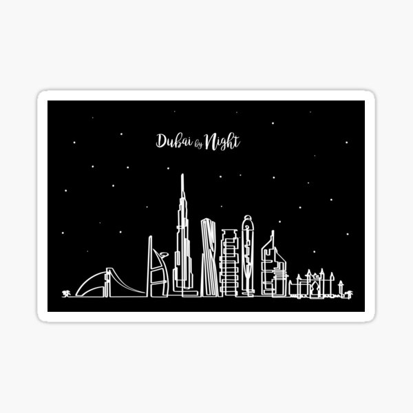 Dubai skyline at night Sticker