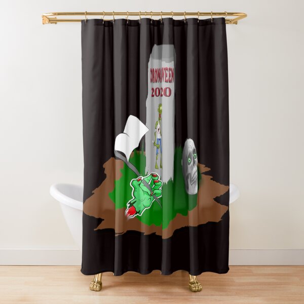 quarantine halloween style dark printed coronawwen apparel Shower Curtain