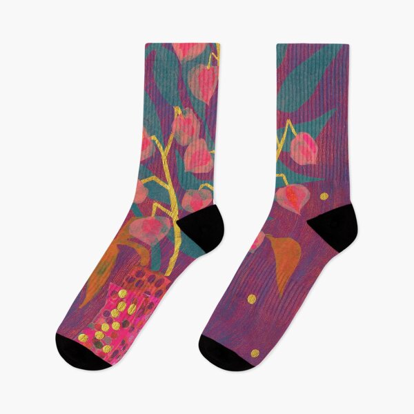 Item preview, Chinese Lantern in Neon Colors, Physalis, Abstract Botanical Bold Floral designed and sold by Julia Khoroshikh.