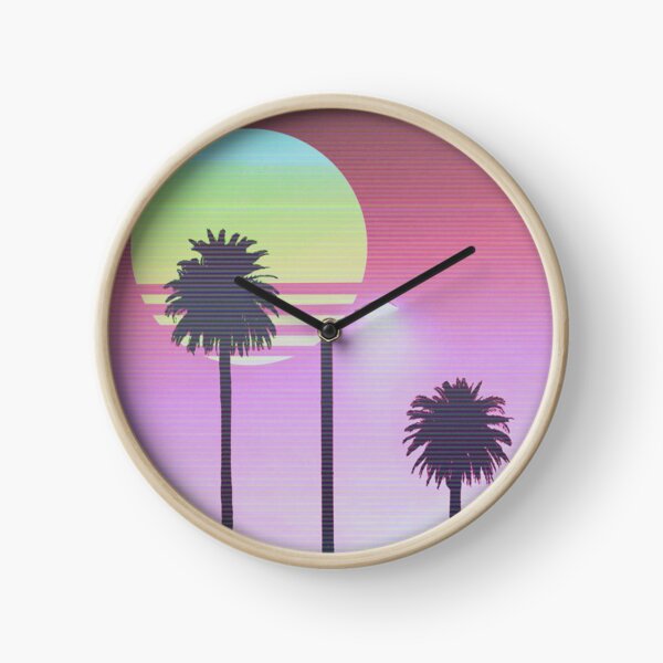 Sunset palm trees Clock
