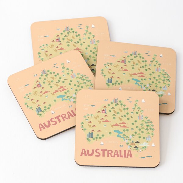 Item preview, Australia illustrated map designed and sold by Trio's Stuff.