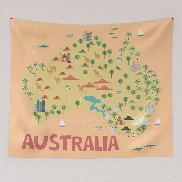 Item preview, Australia illustrated map designed and sold by Trio's Stuff.