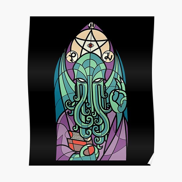 Cthulhu Church Stained Glass Cosmic Horror Poster
